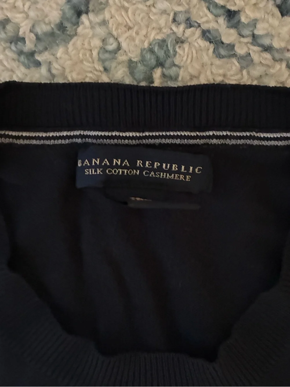 Banana Republic Men's Navy Cotton Cashmere Crewneck Sweater